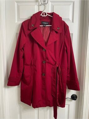 Liz Claiborne deep red xl Belted Trench Coat